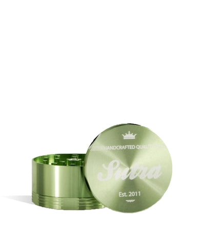 Green front view Sutra Vape Aluminum 4 Piece 55mm Grinder on white background