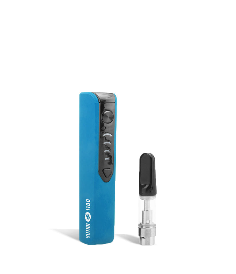 Blue side view w/cartridge Sutra Vape STIK 1100 Cartridge Vaporizer on white background