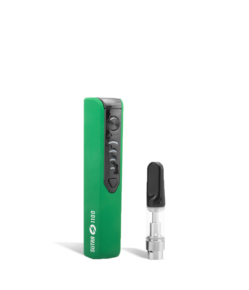 Green side view w/cartridge Sutra Vape STIK 1100 Cartridge Vaporizer on white background