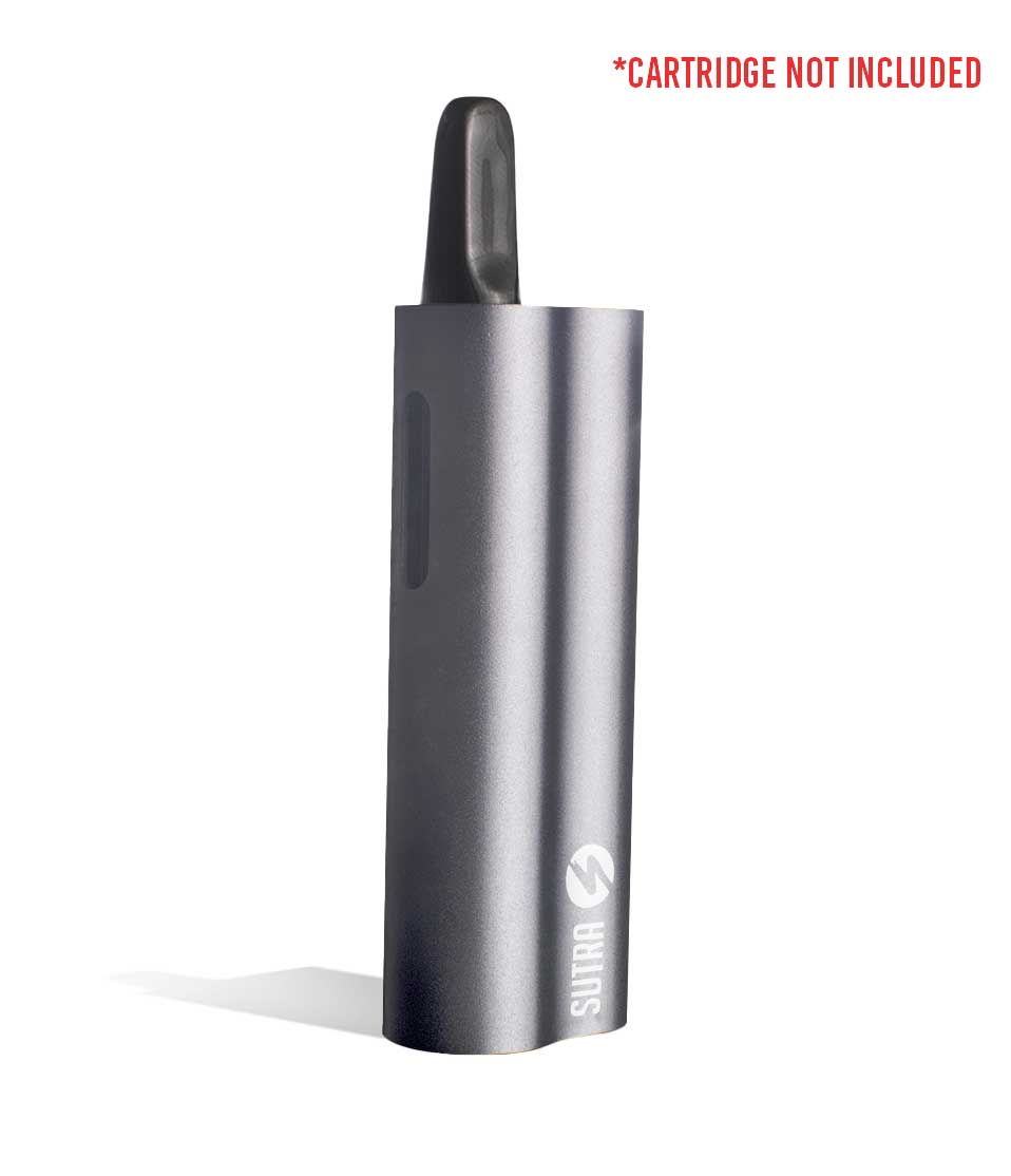 Gunmetal side view Sutra Vape Auto Cartridge Vaporizer on white background