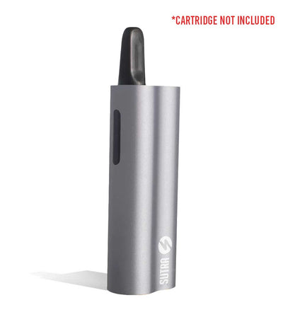 Silver side view Sutra Vape Auto Cartridge Vaporizer on white background