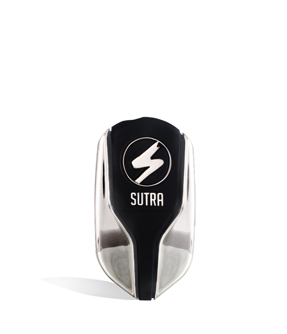 Silver front view Sutra Vape Squeeze Cartridge Vaporizer on white background