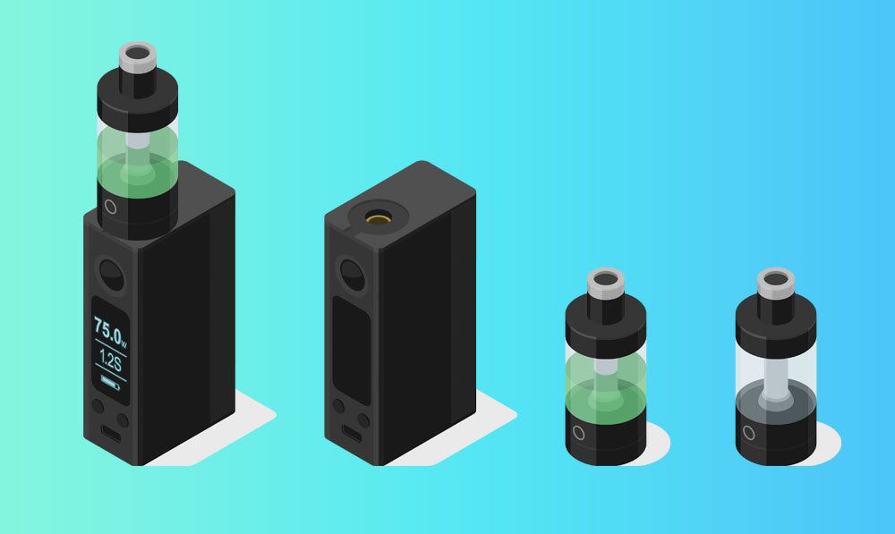 Variable Voltage vaporizers on blue background
