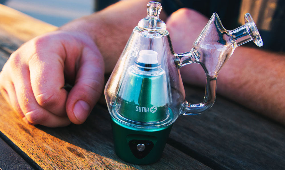 Close up of a Sutra DBR Pro electronic rig on a park table