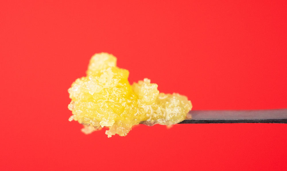Concentrate on the end of a dab tool against a red background
