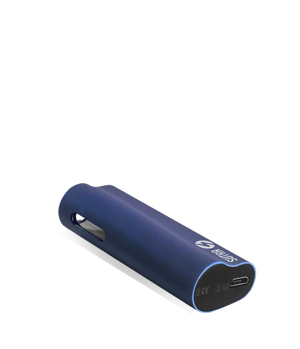 Blue bottom view Sutra Vape Auto 510 Thread Battery on white background