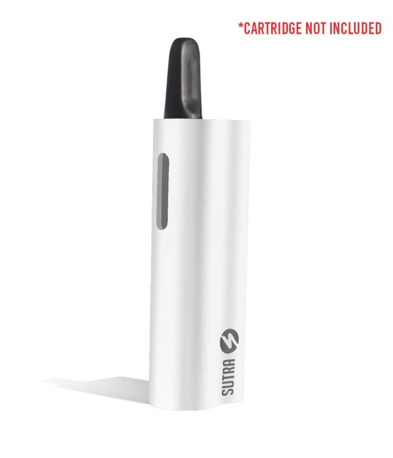 Pearl White side view Sutra Vape Auto 510 Thread Battery on white background