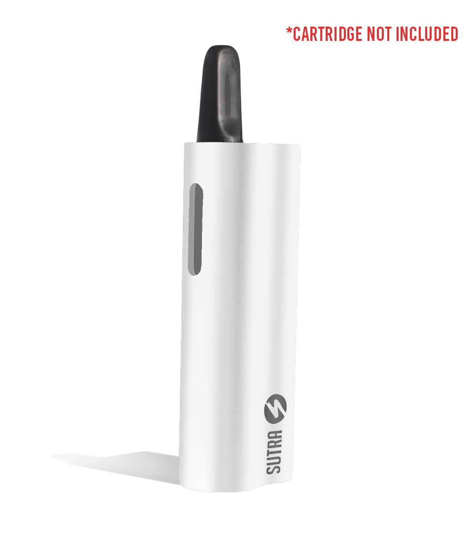 Pearl White side view Sutra Vape Auto 510 Thread Battery on white background