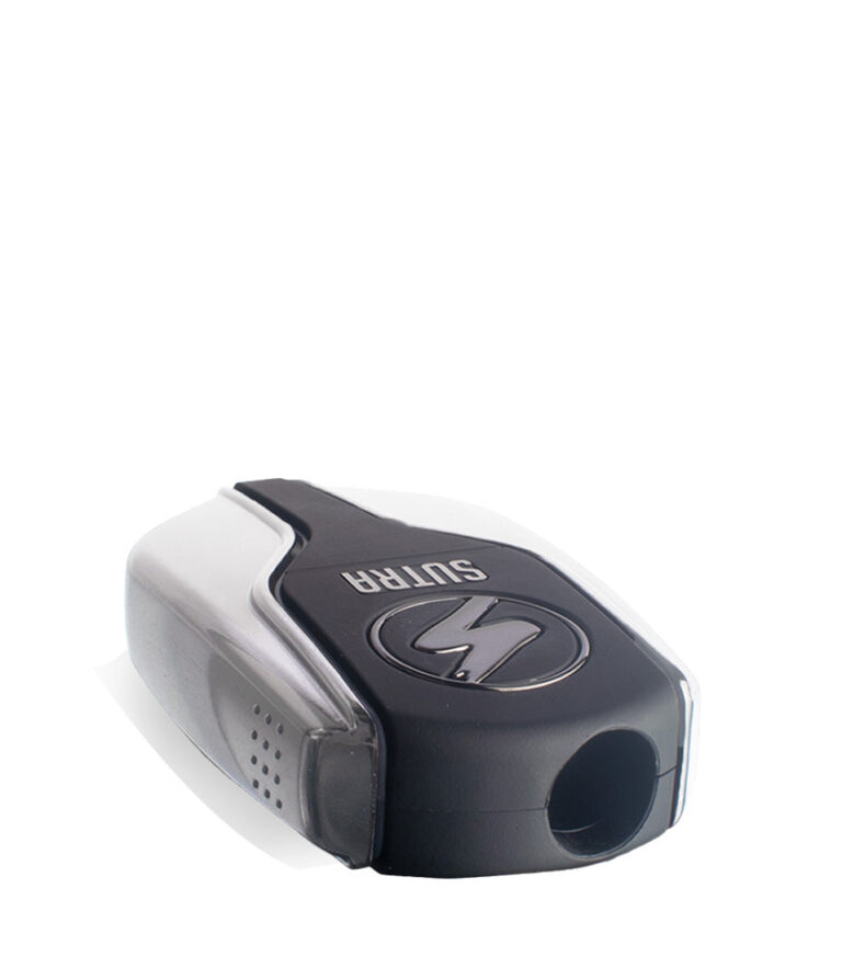Silver top view Sutra Vape Squeeze 510 Thread Battery on white background