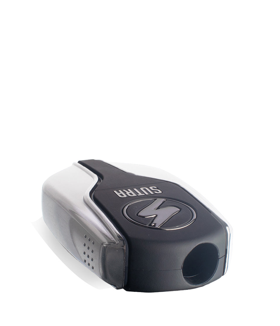 Silver top view Sutra Vape Squeeze 510 Thread Battery on white background