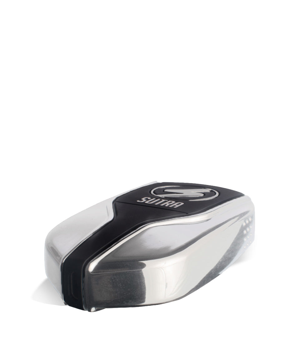 Silver bottom view Sutra Vape Squeeze 510 Thread Battery on white background