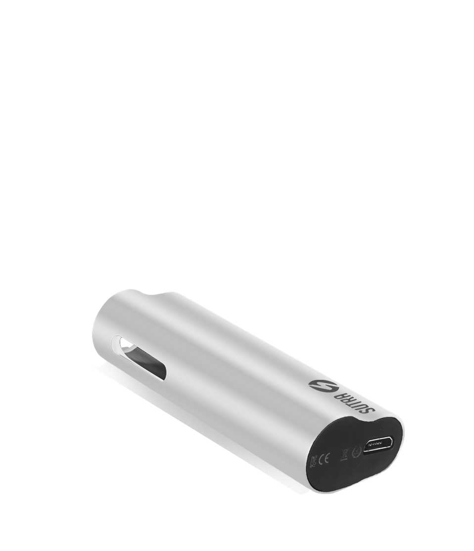 Pearl White bottom view Sutra Vape Auto 510 Thread Battery on white background