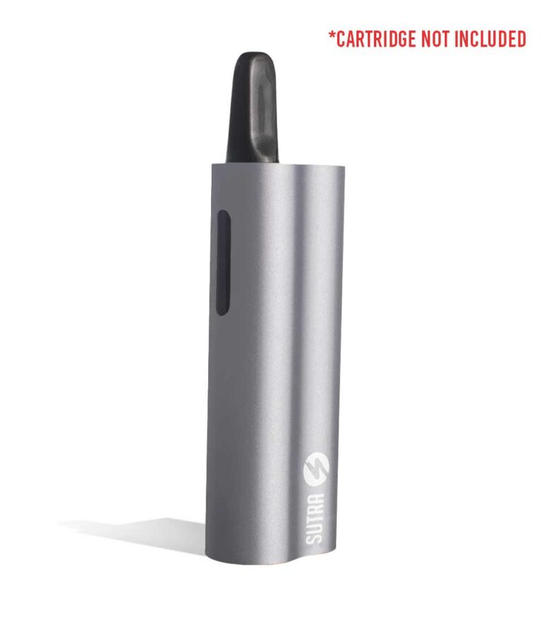 Silver side view Sutra Vape Auto 510 Thread Battery on white background