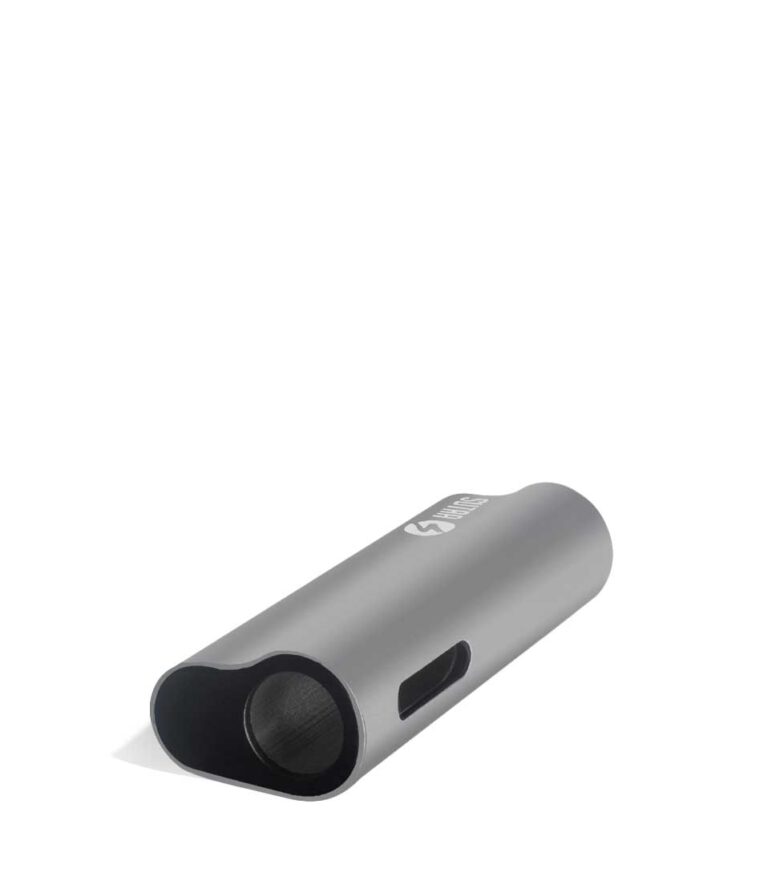 Silver top view Sutra Vape Auto 510 Thread Battery on white background