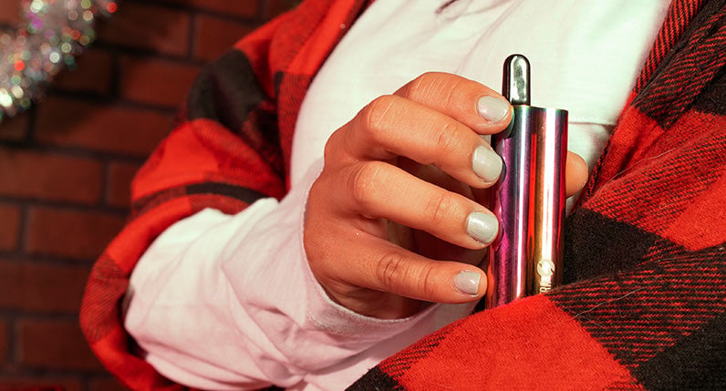 Woman in sweater holding Full Color Sutra Auto